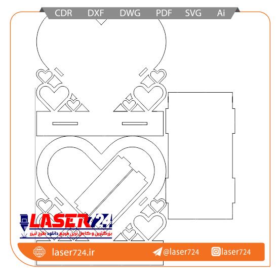 تصویر طرح برش لیزر باکس قلبی ولنتاین #2